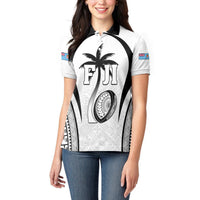 Custom Fiji Rugby Women Polo Shirt Fijian Warrior White LT05 - Polynesian Pride