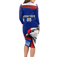 Custom Samoa Rugby Long Sleeve Bodycon Dress Manuma Ptilinopus Perousii