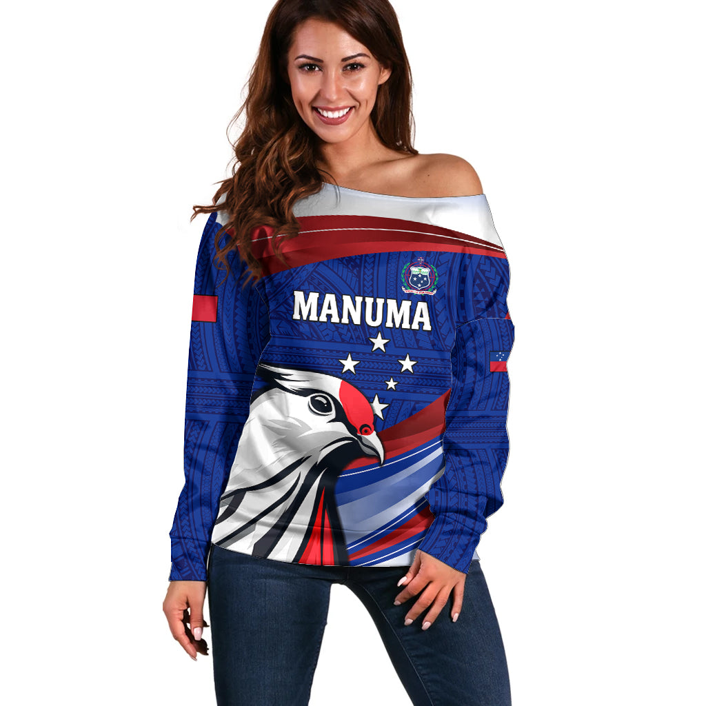 Custom Samoa Rugby Off Shoulder Sweater Manuma Ptilinopus Perousii