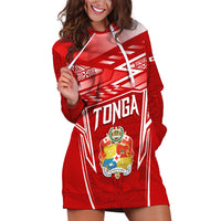 Custom Tonga Rugby Hoodie Dress Kupesi Ngatu Pattern LT05 Red - Polynesian Pride