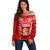 Custom Tonga Rugby Off Shoulder Sweater Kupesi Ngatu Pattern