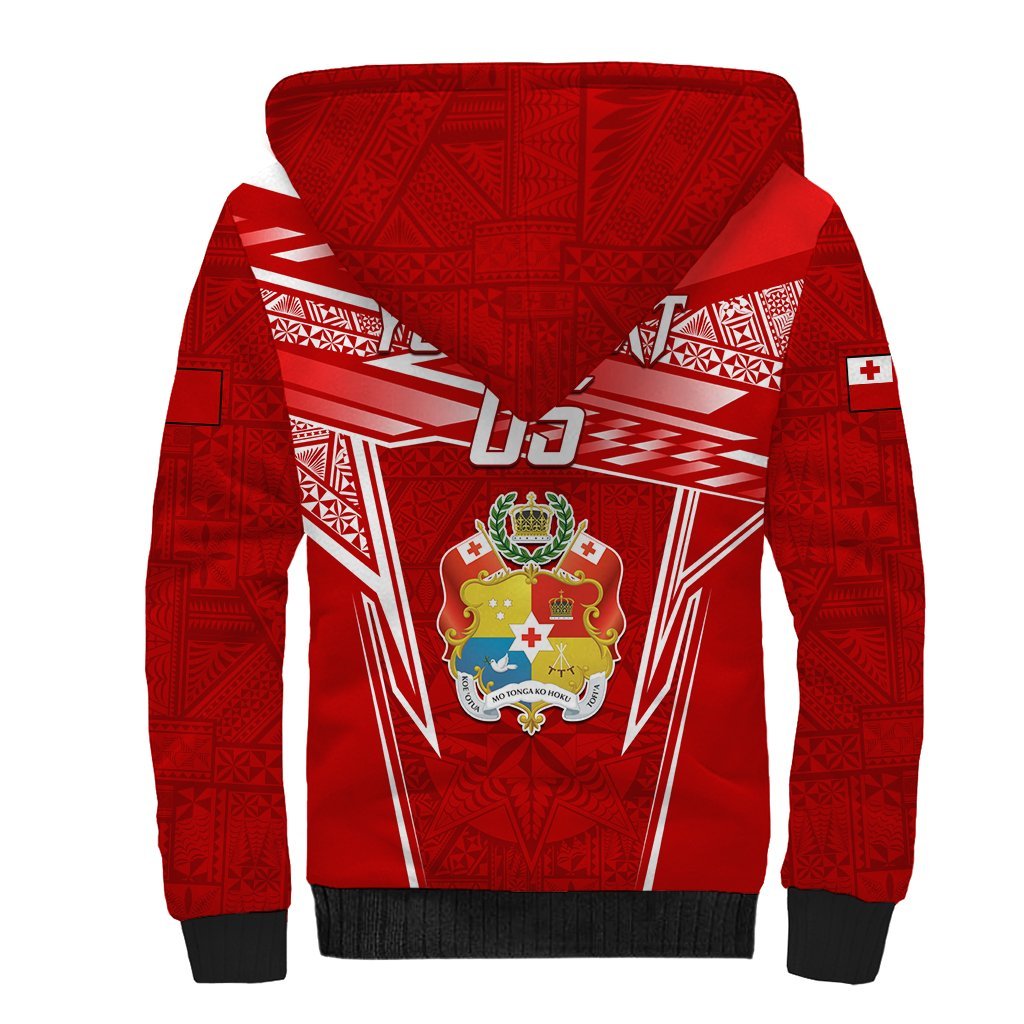 Custom Tonga Rugby Sherpa Hoodie Kupesi Ngatu Pattern LT05 - Polynesian Pride