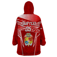 Custom Tonga Rugby Wearable Blanket Hoodie Kupesi Ngatu Pattern LT05 - Polynesian Pride