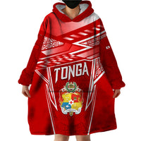 Custom Tonga Rugby Wearable Blanket Hoodie Kupesi Ngatu Pattern LT05 - Polynesian Pride