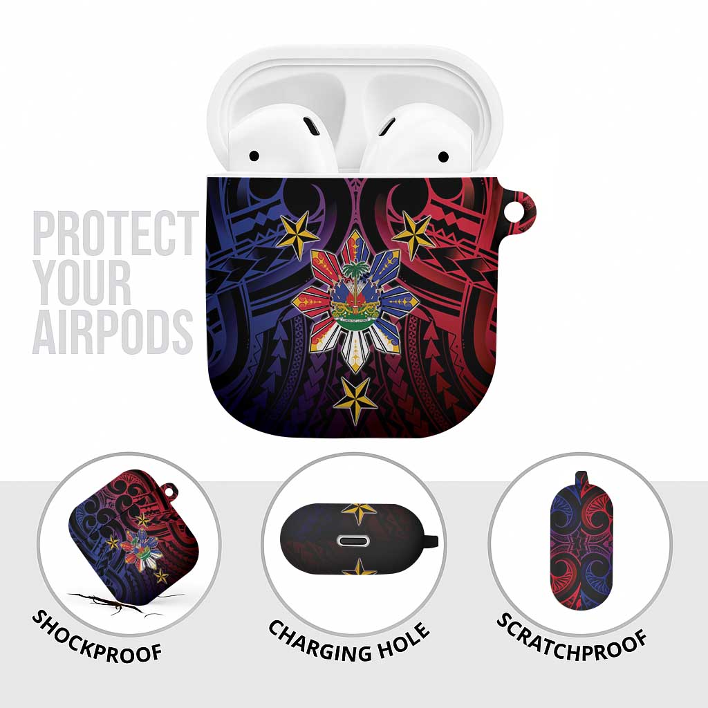 Haiti Philippines AirPods Case Haitian Coat Of Arms With Filipino Sun LT05 - Polynesian Pride