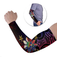 Haiti Philippines Arm Sleeves Haitian Coat Of Arms With Filipino Sun LT05 Set of 2 Black - Polynesian Pride