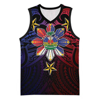 Haiti Philippines Basketball Jersey Haitian Coat Of Arms With Filipino Sun LT05 Unisex Black - Polynesian Pride