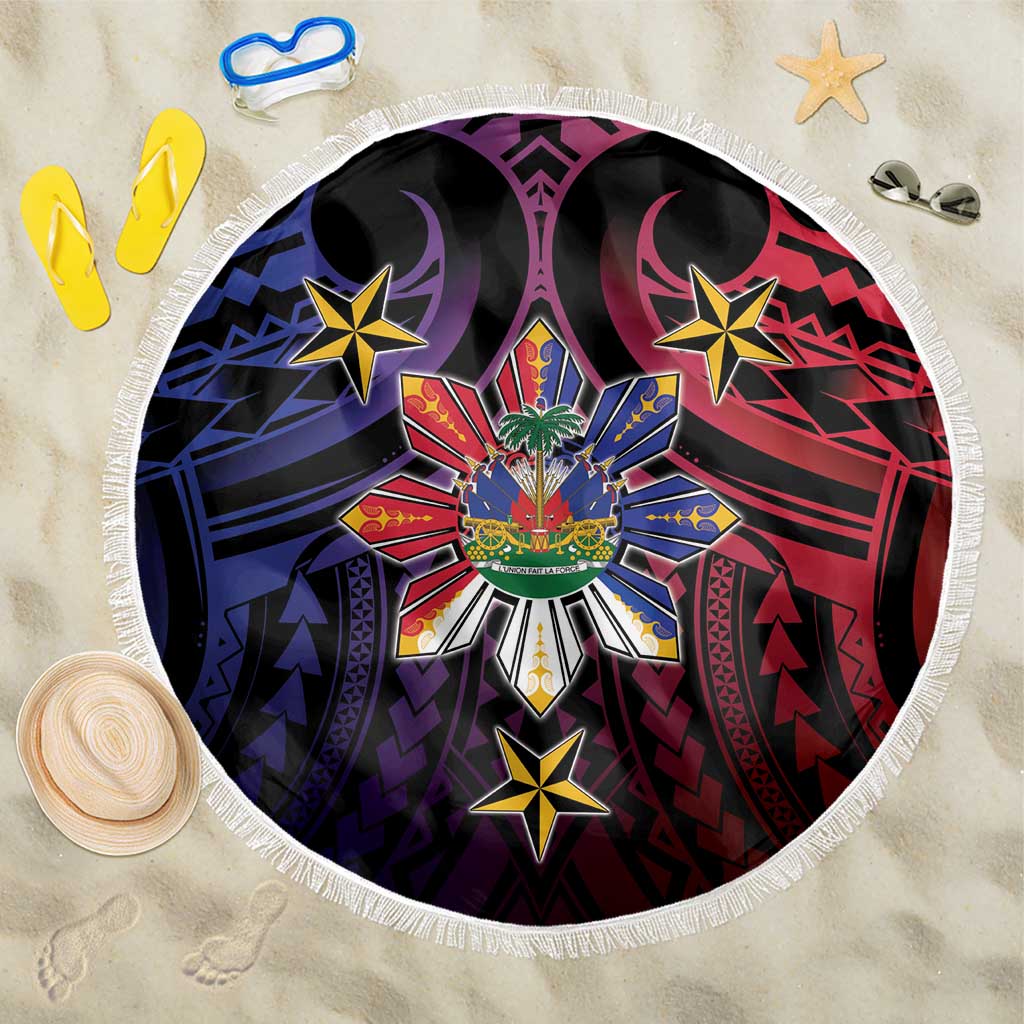 Haiti Philippines Beach Blanket Haitian Coat Of Arms With Filipino Sun