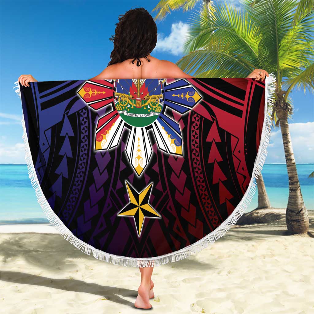 Haiti Philippines Beach Blanket Haitian Coat Of Arms With Filipino Sun