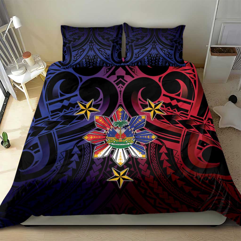 Haiti Philippines Bedding Set Haitian Coat Of Arms With Filipino Sun
