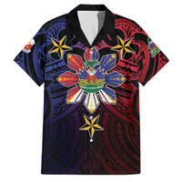 Haiti Philippines Family Matching Long Sleeve Bodycon Dress and Hawaiian Shirt Haitian Coat Of Arms With Filipino Sun LT05 Dad's Shirt - Short Sleeve Black - Polynesian Pride
