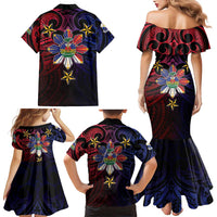 Haiti Philippines Family Matching Mermaid Dress and Hawaiian Shirt Haitian Coat Of Arms With Filipino Sun LT05 - Polynesian Pride