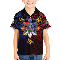 Haiti Philippines Family Matching Off Shoulder Maxi Dress and Hawaiian Shirt Haitian Coat Of Arms With Filipino Sun LT05 Son's Shirt Black - Polynesian Pride