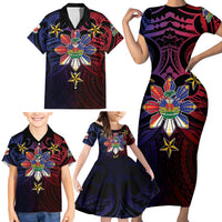 Haiti Philippines Family Matching Short Sleeve Bodycon Dress and Hawaiian Shirt Haitian Coat Of Arms With Filipino Sun LT05 - Polynesian Pride