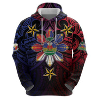 Haiti Philippines Hoodie Haitian Coat Of Arms With Filipino Sun LT05 - Polynesian Pride