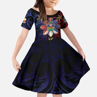 Haiti Philippines Kid Short Sleeve Dress Haitian Coat Of Arms With Filipino Sun LT05 KID Black - Polynesian Pride