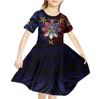 Haiti Philippines Kid Short Sleeve Dress Haitian Coat Of Arms With Filipino Sun LT05 - Polynesian Pride