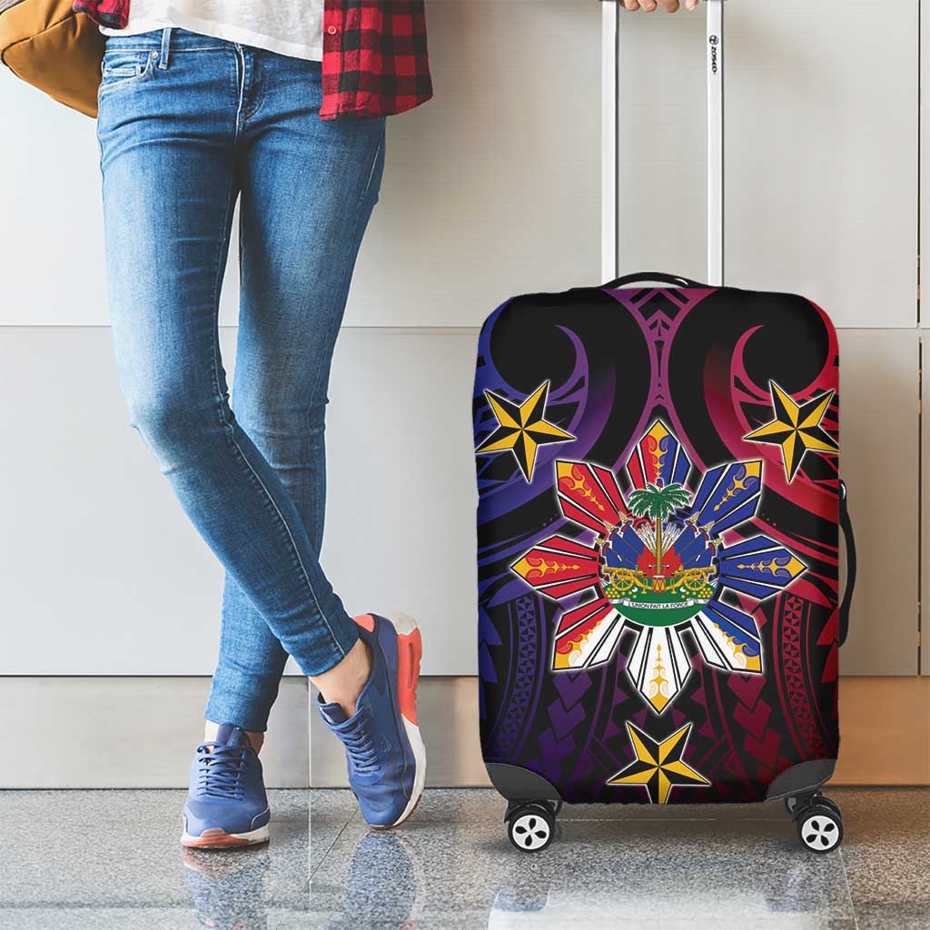Haiti Philippines Luggage Cover Haitian Coat Of Arms With Filipino Sun LT05 - Polynesian Pride
