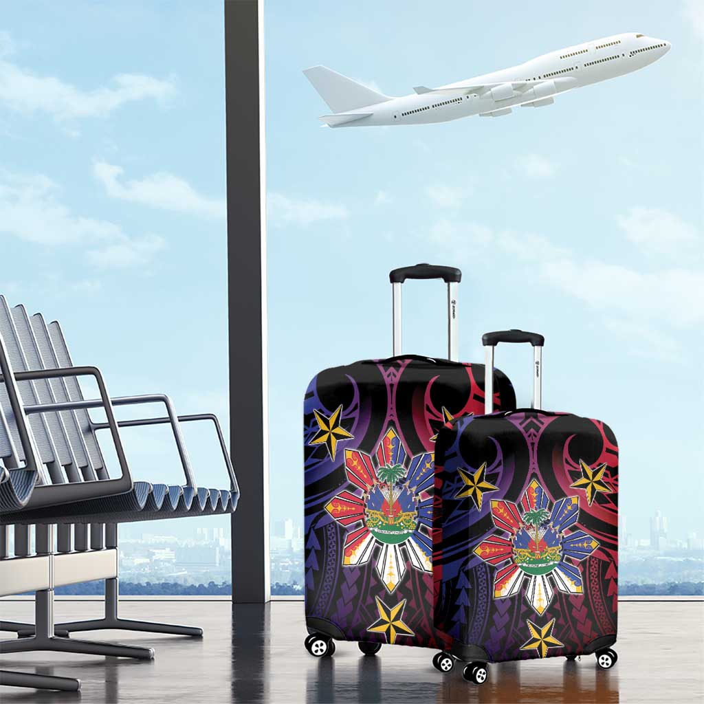 Haiti Philippines Luggage Cover Haitian Coat Of Arms With Filipino Sun LT05 - Polynesian Pride