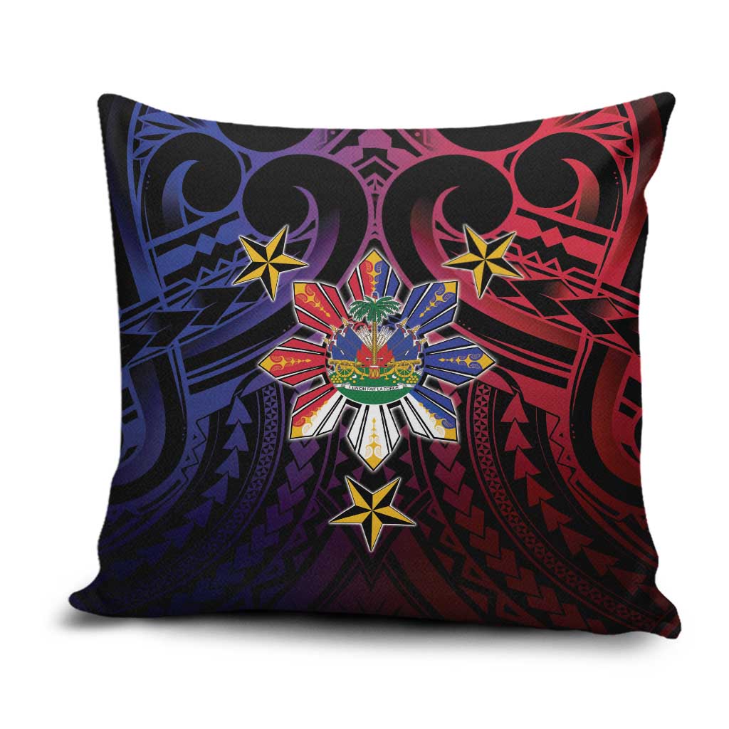 Haiti Philippines Pillow Cover Haitian Coat Of Arms With Filipino Sun