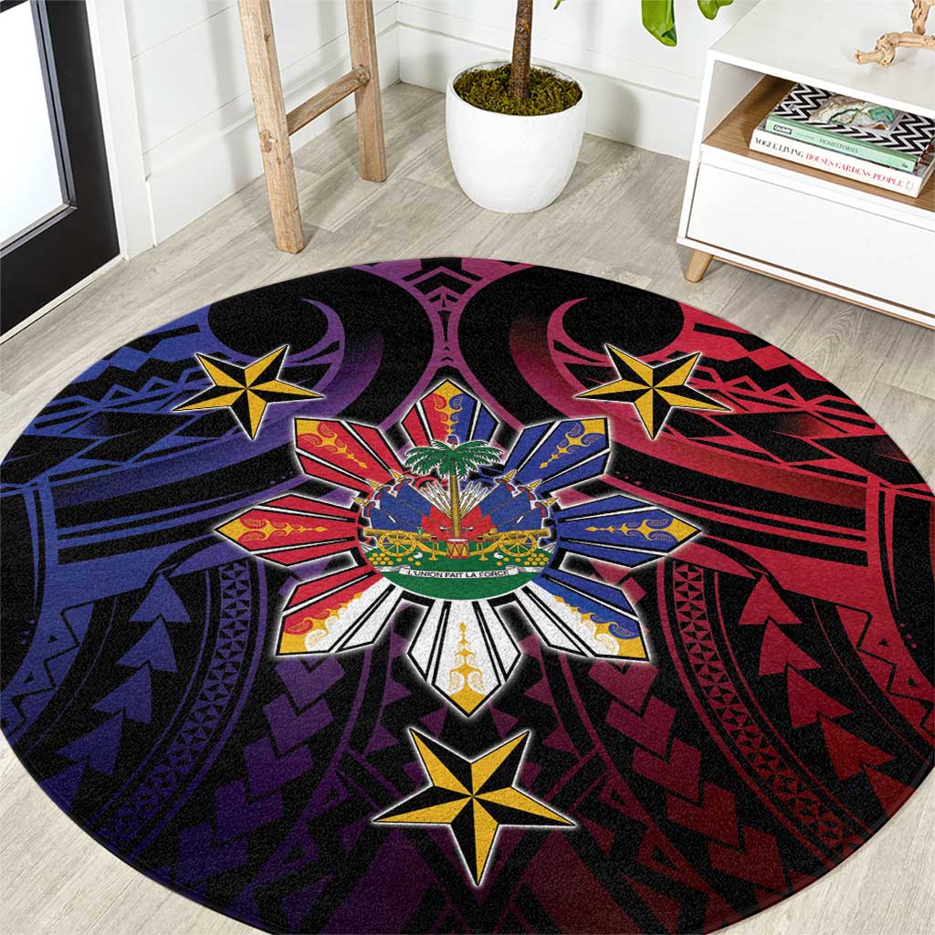 Haiti Philippines Round Carpet Haitian Coat Of Arms With Filipino Sun
