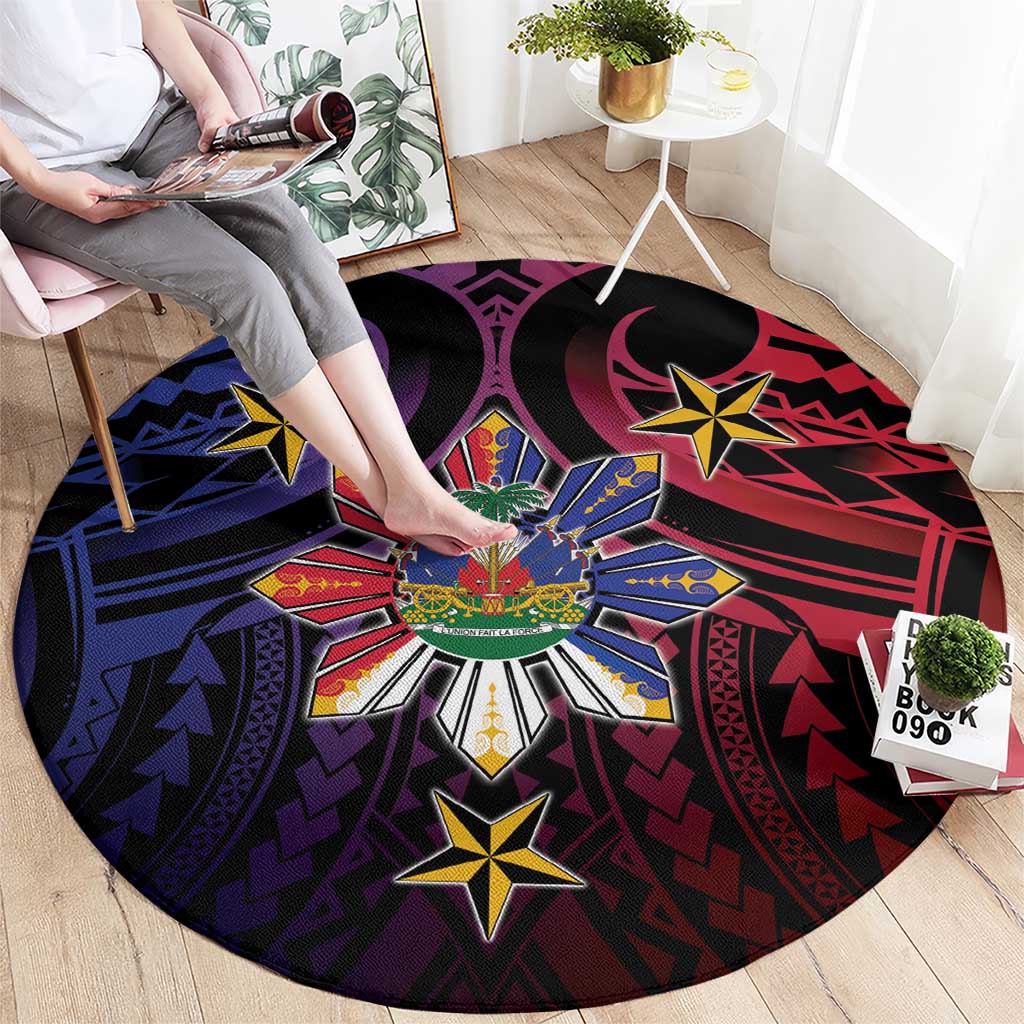 Haiti Philippines Round Carpet Haitian Coat Of Arms With Filipino Sun