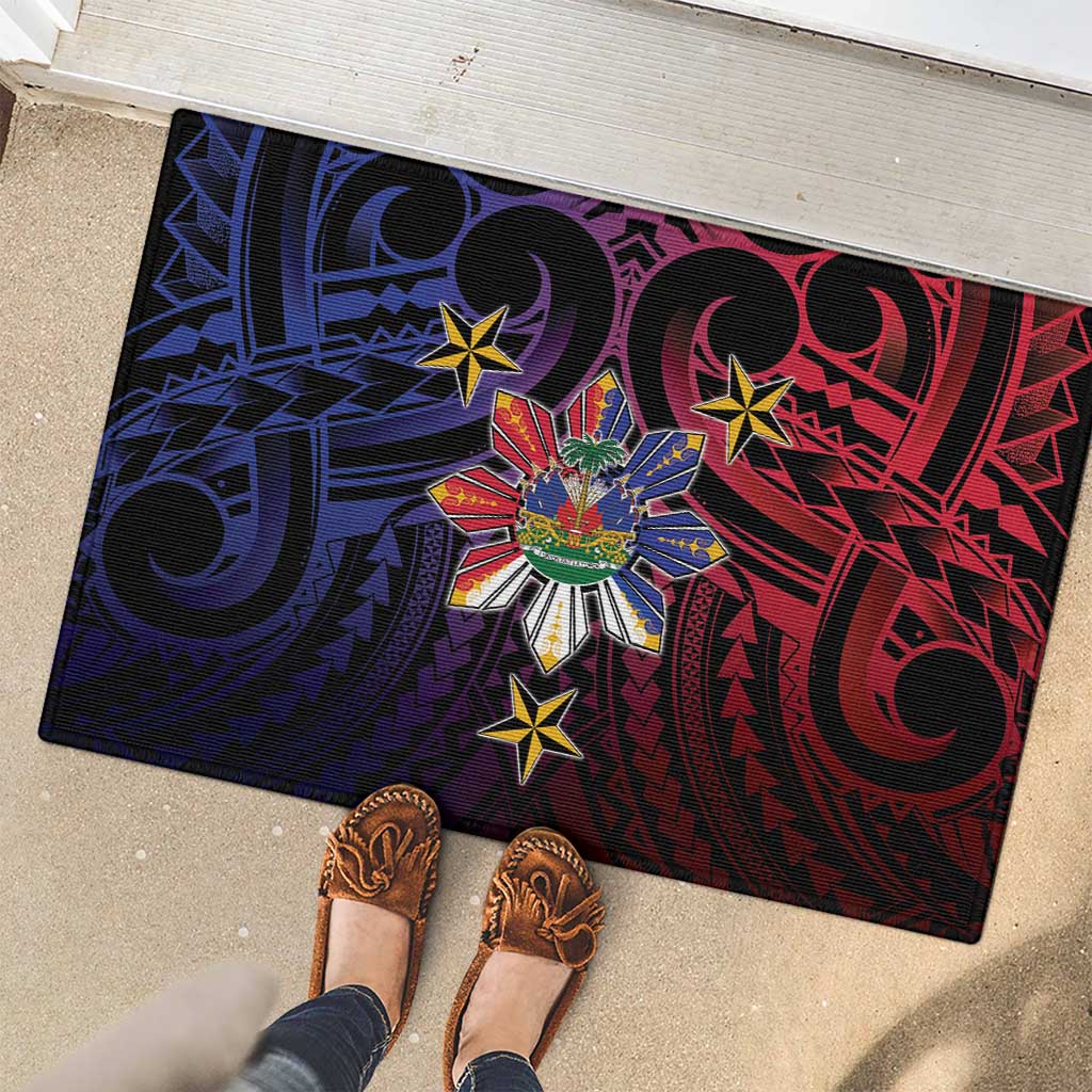 Haiti Philippines Rubber Doormat Haitian Coat Of Arms With Filipino Sun