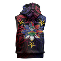 Haiti Philippines Sleeveless Hoodie Haitian Coat Of Arms With Filipino Sun LT05 - Polynesian Pride