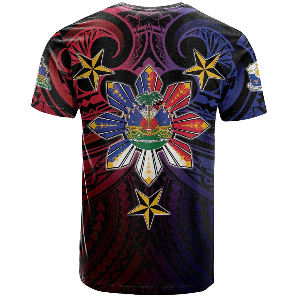 Haiti Philippines T Shirt Haitian Coat Of Arms With Filipino Sun LT05 - Polynesian Pride