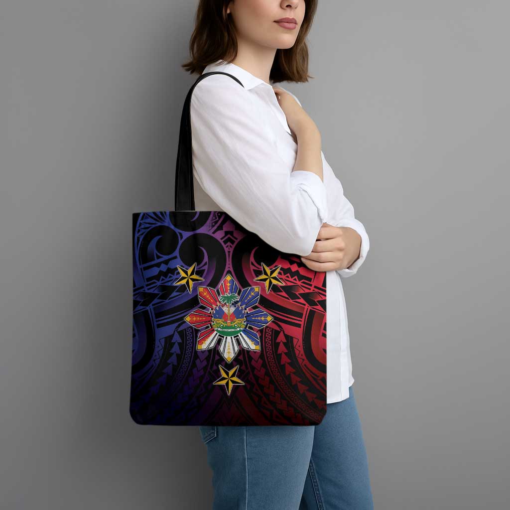 Haiti Philippines Tote Bag Haitian Coat Of Arms With Filipino Sun LT05 - Polynesian Pride
