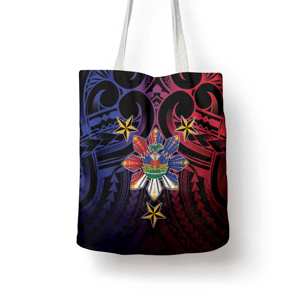 Haiti Philippines Tote Bag Haitian Coat Of Arms With Filipino Sun LT05 - Polynesian Pride