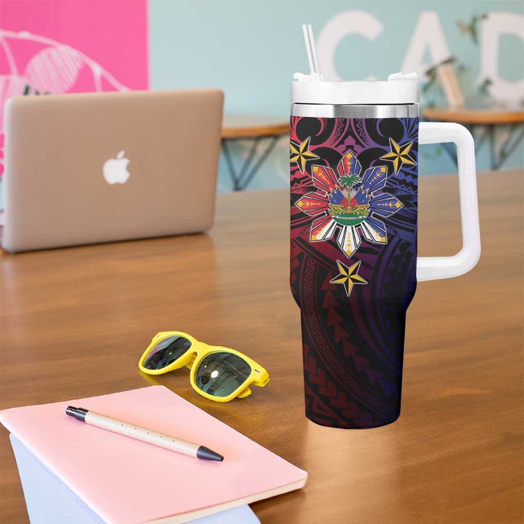 Haiti Philippines Tumbler With Handle Haitian Coat Of Arms With Filipino Sun