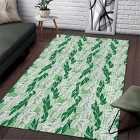 Hawaii Ti Leaf Maile Tuberose Lei Area Rug With Hanalei Leaf Green LT05 Green - Polynesian Pride