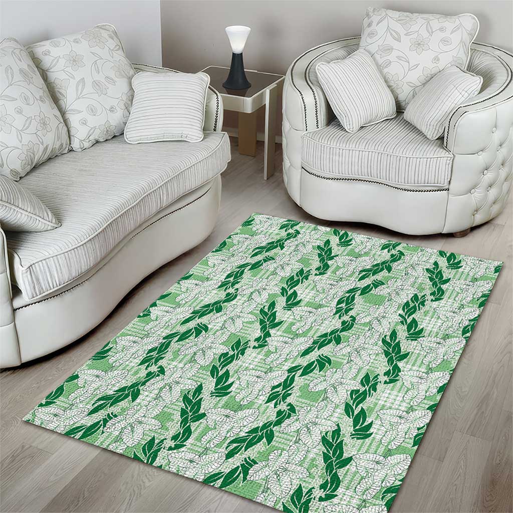Hawaii Ti Leaf Maile Tuberose Lei Area Rug With Hanalei Leaf Green LT05 - Polynesian Pride