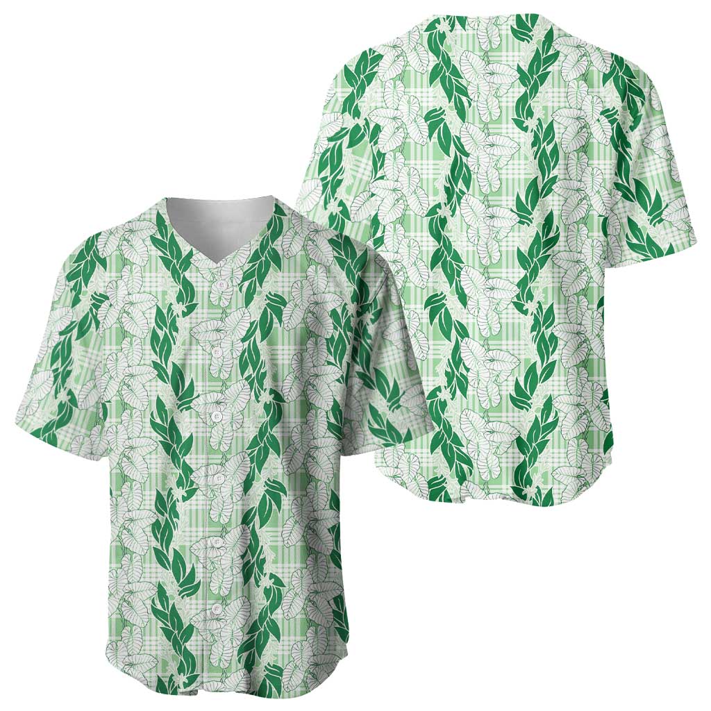 Hawaii Ti Leaf Maile Tuberose Lei Baseball Jersey With Hanalei Leaf Green LT05 - Polynesian Pride