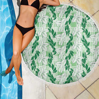 Hawaii Ti Leaf Maile Tuberose Lei Beach Blanket With Hanalei Leaf Green LT05 - Polynesian Pride