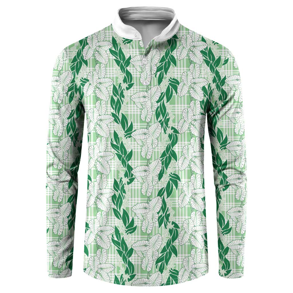 Hawaii Ti Leaf Maile Tuberose Lei Button Sweatshirt With Hanalei Leaf Green LT05 Green - Polynesian Pride