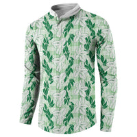 Hawaii Ti Leaf Maile Tuberose Lei Button Sweatshirt With Hanalei Leaf Green LT05 - Polynesian Pride