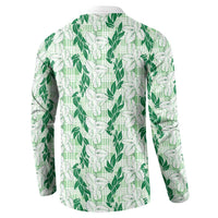 Hawaii Ti Leaf Maile Tuberose Lei Button Sweatshirt With Hanalei Leaf Green LT05 - Polynesian Pride