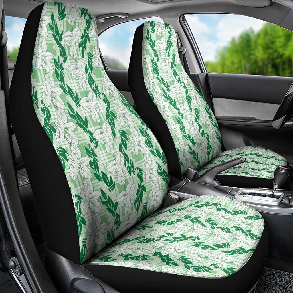 Hawaii Ti Leaf Maile Tuberose Lei Car Seat Cover With Hanalei Leaf Green LT05 - Polynesian Pride