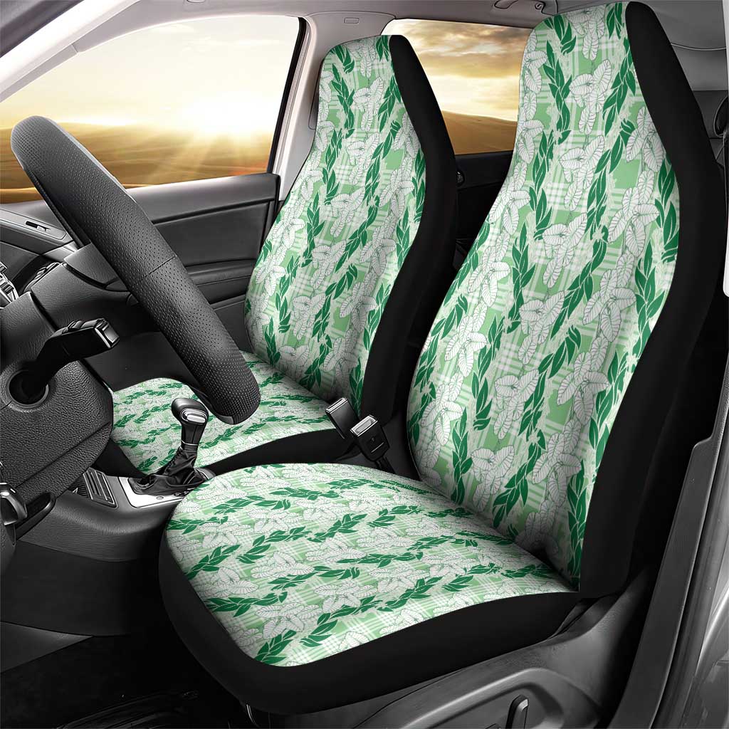 Hawaii Ti Leaf Maile Tuberose Lei Car Seat Cover With Hanalei Leaf Green LT05 - Polynesian Pride