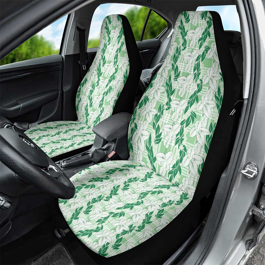 Hawaii Ti Leaf Maile Tuberose Lei Car Seat Cover With Hanalei Leaf Green LT05 - Polynesian Pride