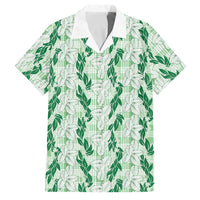 Hawaii Ti Leaf Maile Tuberose Lei Family Matching Long Sleeve Bodycon Dress and Hawaiian Shirt With Hanalei Leaf Green LT05 Dad's Shirt - Short Sleeve Green - Polynesian Pride