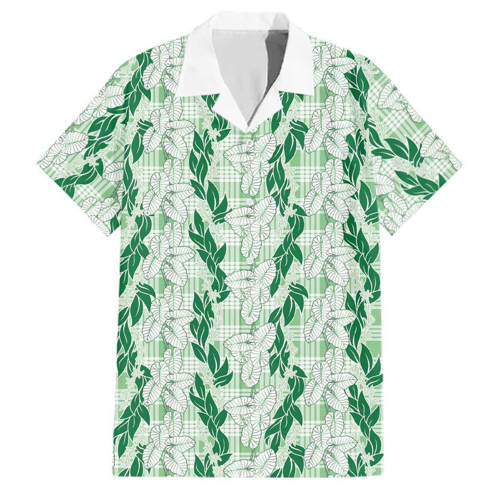 Hawaii Ti Leaf Maile Tuberose Lei Family Matching Mermaid Dress and Hawaiian Shirt With Hanalei Leaf Green LT05 Dad's Shirt - Short Sleeve Green - Polynesian Pride