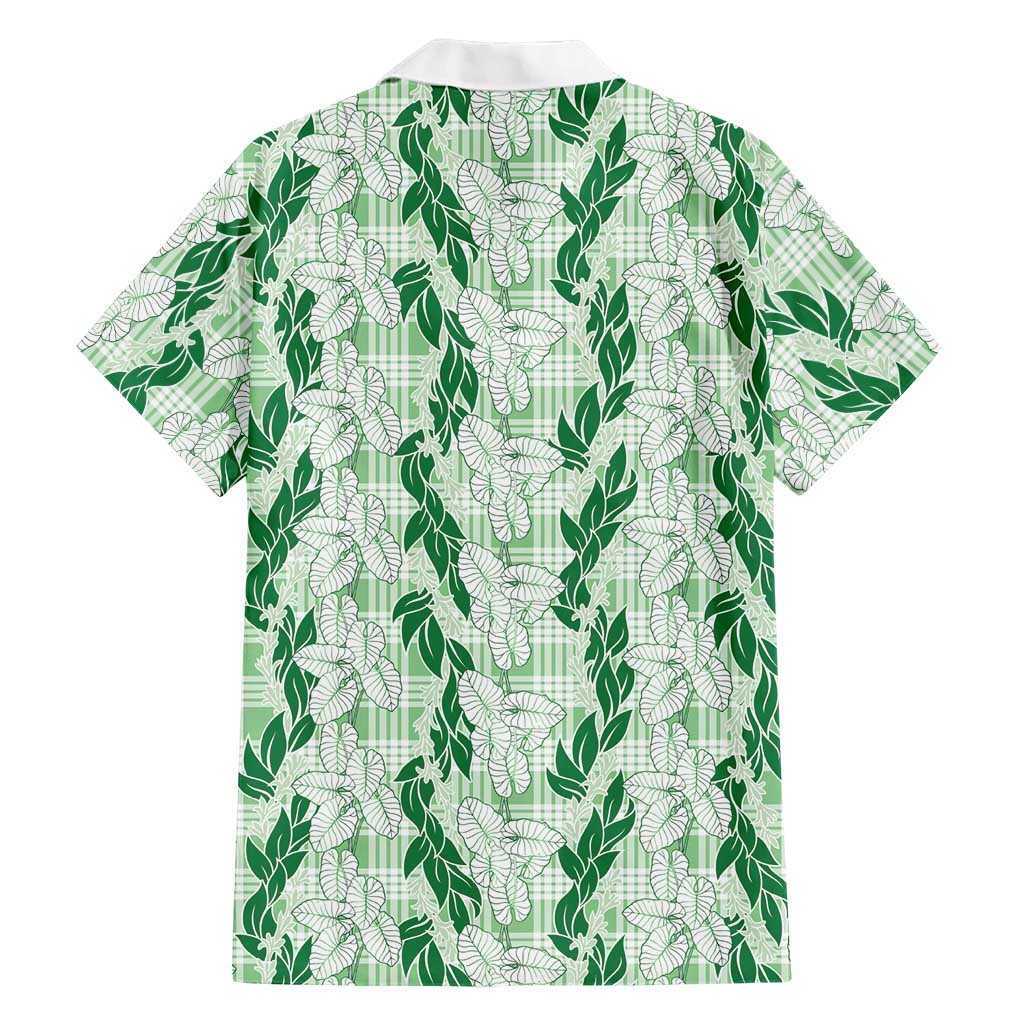 Hawaii Ti Leaf Maile Tuberose Lei Family Matching Summer Maxi Dress and Hawaiian Shirt With Hanalei Leaf Green LT05 - Polynesian Pride