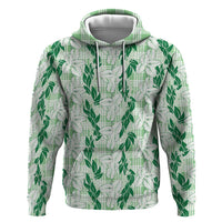 Hawaii Ti Leaf Maile Tuberose Lei Hoodie With Hanalei Leaf Green LT05 Pullover Hoodie Green - Polynesian Pride