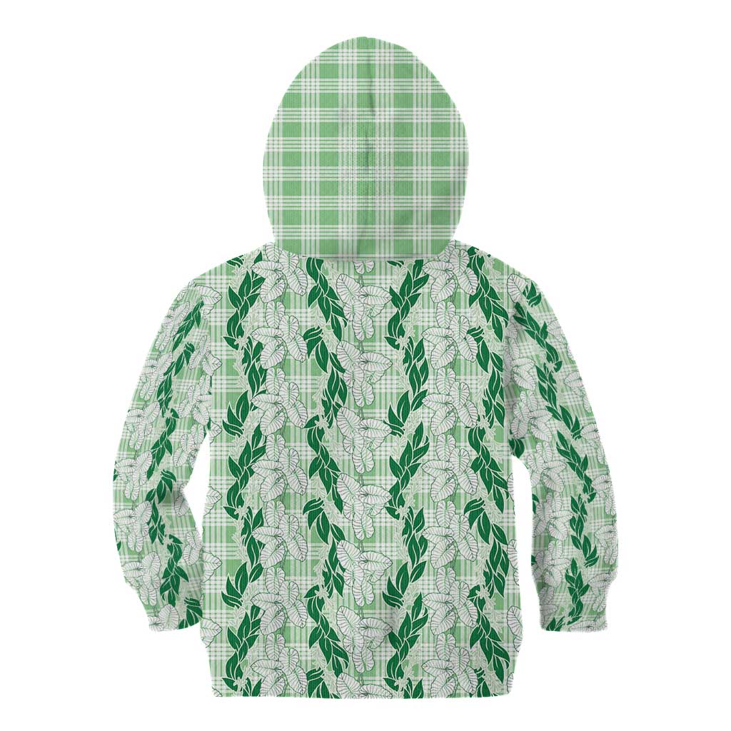 Hawaii Ti Leaf Maile Tuberose Lei Kid Hoodie With Hanalei Leaf Green LT05 - Polynesian Pride