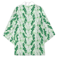 Hawaii Ti Leaf Maile Tuberose Lei Kimono With Hanalei Leaf Green LT05 - Polynesian Pride