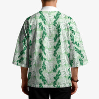 Hawaii Ti Leaf Maile Tuberose Lei Kimono With Hanalei Leaf Green LT05 - Polynesian Pride