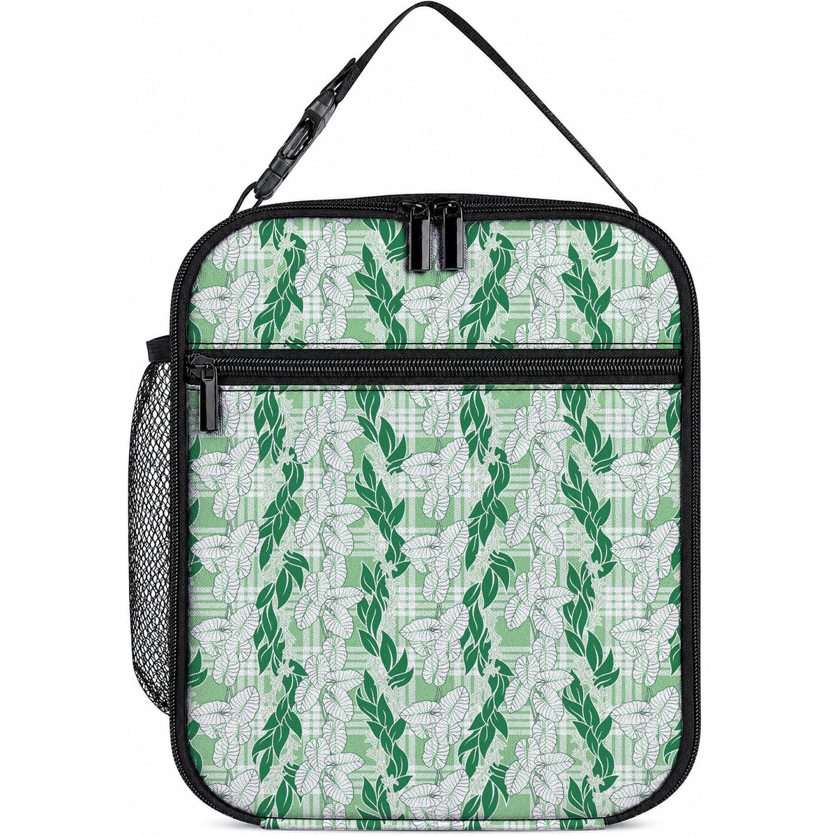 Hawaii Ti Leaf Maile Tuberose Lei Lunch Bag With Hanalei Leaf Green